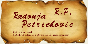 Radonja Petričković vizit kartica